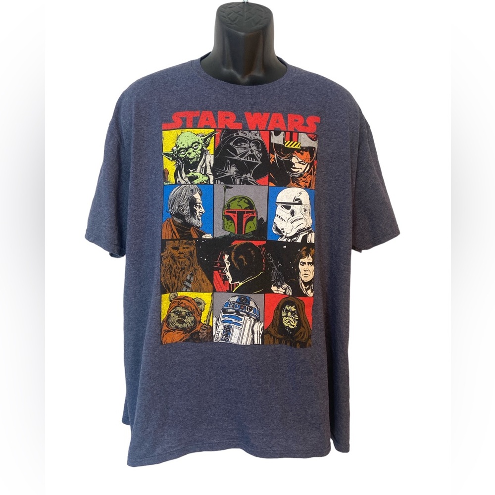 Star Wars Graphic T Shirt Men's Size 2XL Blue 12 Multiple Characters VFIFTHSUN‎